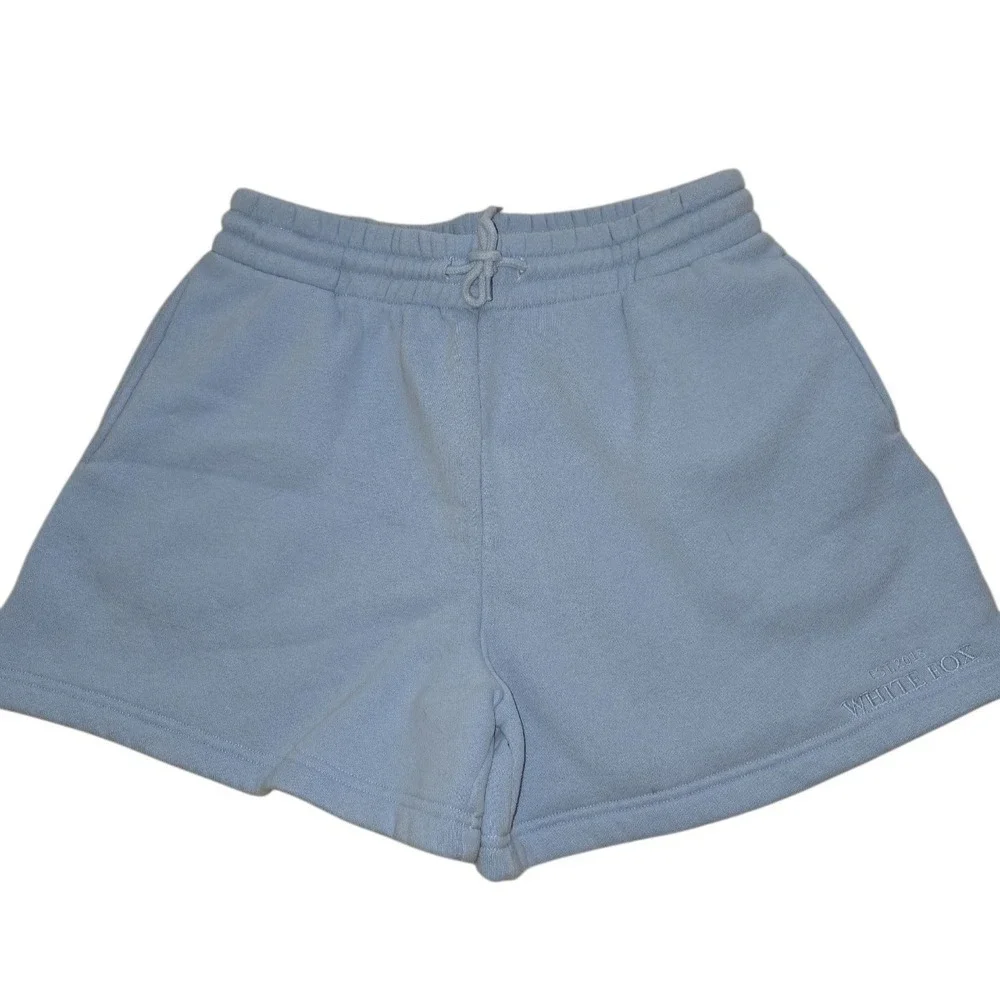 Womens White Fox Large Blue Drawstring Shorts‎ Pockets Clean